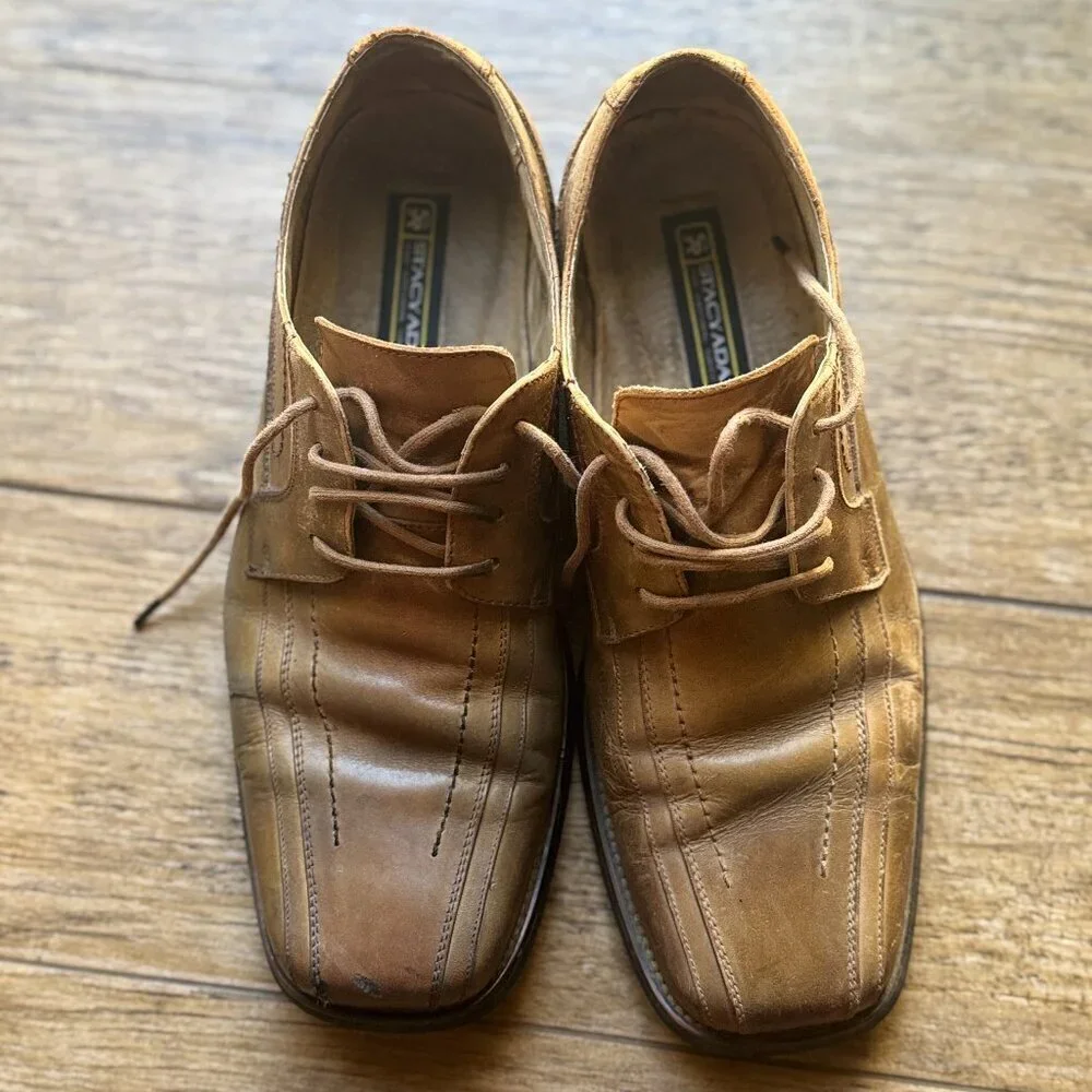 Stacy Adams Leather Shoes Men's Size 9 Brown Oxford Square Toe